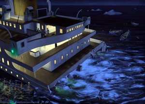 Widok transatlantyku Titanic w czasie zatonięcia 14 i 15 kwietnia 1912 r. Ilustracja: Alesandro Lonati. 2010 autorstwa Alessandro Lonati