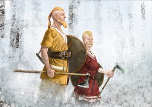 Wikingowie w lesie mgły autorstwa Alessandro Lonati