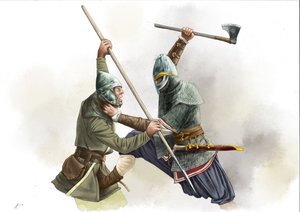 Walka wojowników wikingów autorstwa Alessandro Lonati