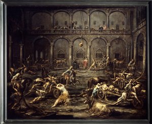 Przybycie krużganków do więzienia w Genui Obraz Alessandro Magnasco (1667-1749) XVIII w. Nd. 1,16x1,42 m Bordeaux, Muzeum Sztuk Pięknych.