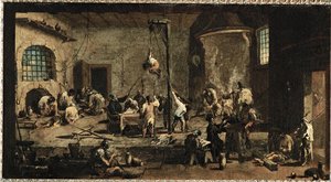 Scena w sądzie... (olej na płótnie) autorstwa Alessandro Magnasco