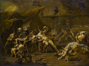 Wieczerza Pulcinella i Colombina, c.1725-1730