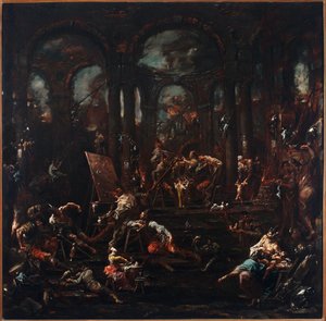 Malarz żebrak (olej na płótnie) autorstwa Alessandro Magnasco