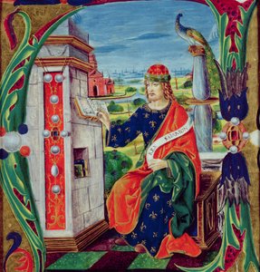 Historiowany inicjał "A" przedstawiający króla Salomona, szkoła lombardzka, ok. 1499-1511 r. autorstwa Alessandro Pampurino
