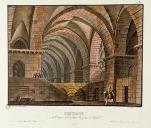 Norfolk odwiedza więźnia Leicester w więzieniu scenograficznym na wystawienie w 1828 opery „Elisabetta, Regina d