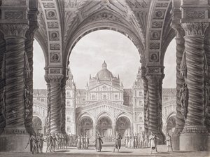 Scenografia do Opery seria I due Valdomiri Petera Wintera. Teatr alla Scala, 1818. autorstwa Alessandro Sanquirico