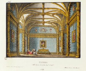 Sypialnia Scenografii Pałacu Królewskiego do wykonania w 1828 roku opery „Elisabetta, Regina d