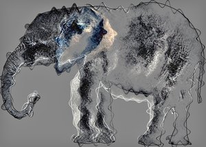 słoń,2020,(media mieszane) autorstwa Alex Caminker