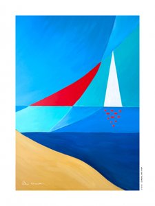 Geometryczne żaglówki na plaży