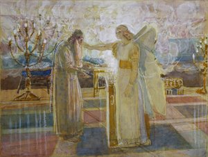 Archanioł Gabriel ogłupia Zachariasza, koniec lat 40. XIX wieku