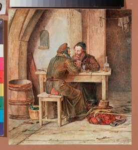 Dans une taverne - W tawernie - Praca Aleksandra Antonowicza Rizzoni (1836-1902), akwarela na papierze autorstwa Alexander Antonovich Rizzoni