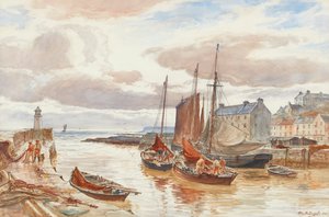 Port Pittenweem (ołówek i akwarela) autorstwa Alexander Ballingall