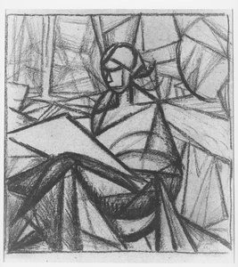Kobieta, 1914-15 (węgiel na papierze)