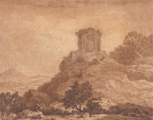 Krajobraz ze zrujnowaną świątynią autorstwa Alexander Cozens