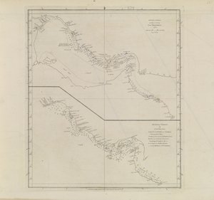 Plany portów, Dalrymple, Alexander opublikowane w 1791 r. Numer identyfikacyjny 41167-2001 Mapa lotnicza części Zatoki Perskiej, częściowo poprawiona przez porucznika Edwarda Harveya 1778 r.