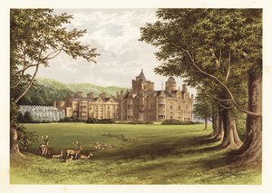 Holker Hall, Lancashire, Anglia. ,1880 (grawerowanie) autorstwa Alexander Francis (after) Lydon