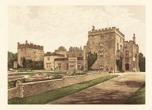 Zamek Muncaster, Kumbria, Anglia. ,1880 (grawerowanie) autorstwa Alexander Francis (after) Lydon