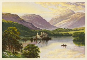 Sceneria szkockiego jeziora: Loch Awe (kolorowa litografia) autorstwa Alexander Francis (after) Lydon