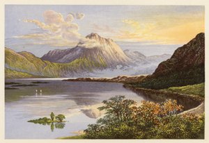 Sceneria szkockiego jeziora: Loch Maree (kolorowa litografia) autorstwa Alexander Francis (after) Lydon
