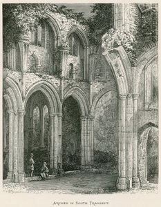 Opactwo Netley, Arches in South Transept (grawerowanie) autorstwa Alexander Francis Lydon