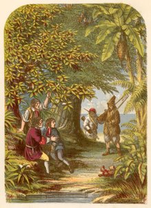 Robinson Crusoe zaskakuje trzech Anglików autorstwa Alexander Francis Lydon