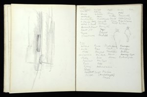 Sketchbook (85 stron) zawierający akwarele i rysunki dotyczące projektu Mass Observation Project w Bolton i Blackpool, 1938