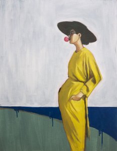 Elegancka kobieta w różowej sukience z falbanami autorstwa Alexander Grahovsky