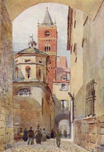 Albenga, wieża katedralna i baptysterium (kolor lito) autorstwa Alexander Henry Hallam Murray