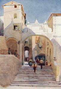 Mentone, Stare domy (kolor lito) autorstwa Alexander Henry Hallam Murray