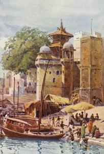 Ghaty kąpielowe, Benares (kolor lito) autorstwa Alexander Henry Hallam Murray