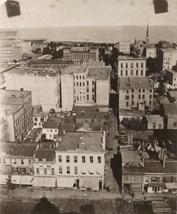 Widok na wschód z kopuły gmachu sądu w Chicago, 1858