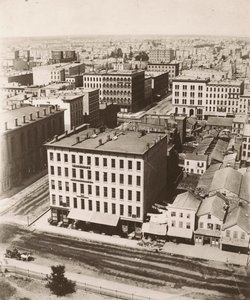 Widok na północny zachód z kopuły gmachu sądu w Chicago, 1858 r