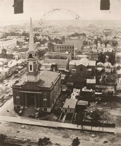 Widok na południe z kopuły gmachu sądu w Chicago, 1858