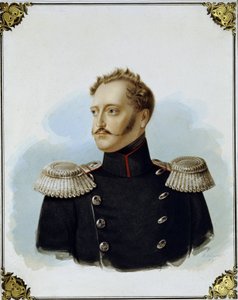 Portret cesarza Mikołaja I z Rosji (1796-1855) (Portret cesarza Mikołaja I). Praca Aleksandra Iwanowicza Klundera (1802-1875), akwarela i biel na tekturze