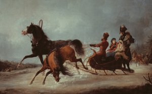 Cesarzowa Elżbieta w saniach (olej na płótnie) autorstwa Alexander Ivanovich Sauerweid