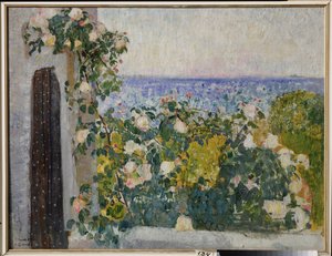 Kwiaty na balkonie w Rzymie (Włochy). Obraz Aleksandra Iwanowicza Sawinowa (1881-1942), olej na płótnie autorstwa Alexander Ivanovich Savinov