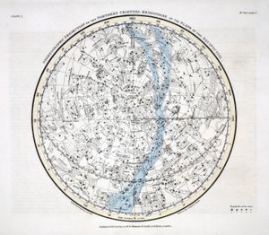 Półkula północna z „Atlasu niebieskiego” Alexandra Jamiesona, wyd. Londyn 1822 (ręcznie kolorowane grawerowanie)