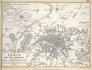 Mapa Paryża i okolic, opublikowana przez William Blackwood and Sons, Edynburg i Londyn autorstwa Alexander Keith Johnston