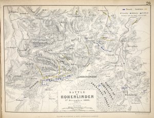 Mapa bitwy pod Hohenlinden, opublikowana przez Williama Blackwooda i Synów, Edynburg i Londyn, 1848 (rycina ręcznie kolorowana)