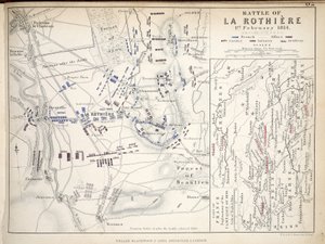 Mapa bitwy pod La Rothiere, opublikowana przez Williama Blackwooda i Synów, Edynburg i Londyn, 1848 (rycina ręcznie kolorowana) autorstwa Alexander Keith Johnston