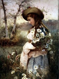 Zbieranie Marguerites (akwarela)