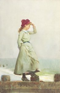 Młoda dziewczyna na Seawall (akwarela na papierze)