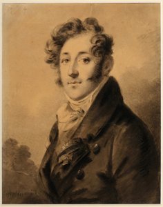 Portret Konstantina Jakowlewicza Bułhakowa (1782-1835) - Dzieło Aleksandra (Aleksandra) Molinariego (1772-1831), Sanguine i kreda na papierze, ok. 1800, 28x22,3 cm - (Portret Konstantina Jakowlewicza Bułhakowa, Sanguine, czarna kreda i kolor biały włączony