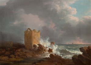 Zamek w Broughty podczas burzy, ok. 1810 (olej na płótnie)