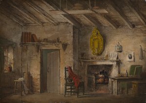 Scenografia do Heart of Midlothian; Chata Dziekana autorstwa Alexander Nasmyth