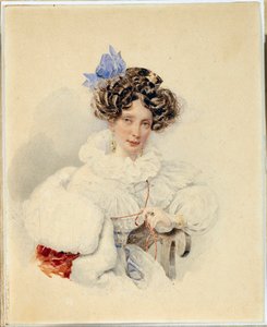 Portret Katarzyny Bakunin (1795-1869) - Dzieło Karla Pavlovicha Briullova (Briullov) (1799-1852), przed 1832 rokiem, akwarela na tekturze - Portret Jekateryny Pawłownej Bakuniny (1795-1869) - Akwarela na tekturze Aleksandra Pawłowicza Briulłowa ( 179