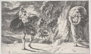 Fingal Encounters Carbon Carglass, pierwszy wydrukowany ok. 1773 (akwaforta)