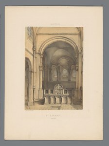 Wnętrze bazyliki św. Serwacego w Maastricht St. Servais (wnętrze) (tytuł na obiekcie) Monuments de Maastricht (tytuł serii) autorstwa Alexander Schaepkens