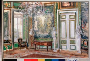 Sala gobelinowa Pałacu hrabiego Szeremietiewa w Kuskovo - Dzieło Aleksandra Walentynowicza Sredina (Sredina) (1872-1934), gwasz na papierze