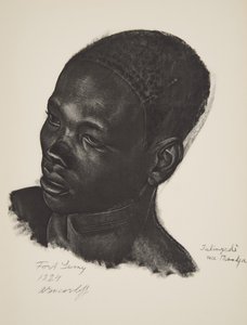 Rasa Ialingede, Mandja. (Fort Lamy), z Rysunki i obrazy Afryki, wykonane podczas wyprawy Citroen Center Afrique, druga misja Haardt Audouin-Dubreuil, wyd. Paryż, 1927 (kolor świeci